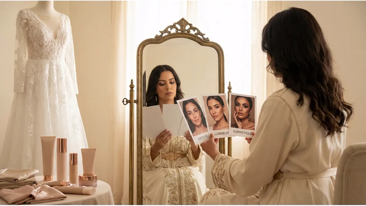 maquillage mariée à Agadir selon style naturel lumineux ou sophistiqué