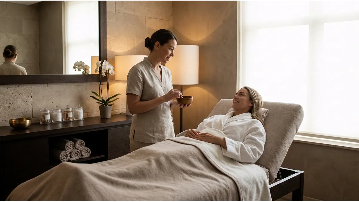 séance de modelage du visage à Agadir dans une cabine spa