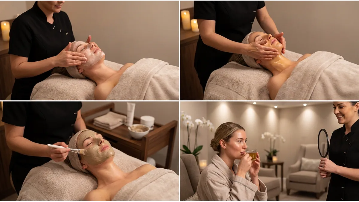 déroulement d’un soin visage Thalgo à Agadir avec nettoyage massage et masque