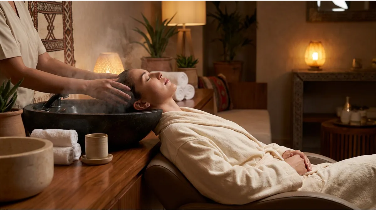Head spa à Agadir dans un espace bien-être premium avec massage du cuir chevelu