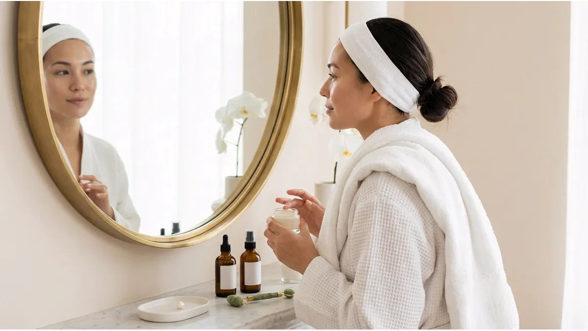 préparation de la peau avant une épilation au fil à Agadir sur le visage