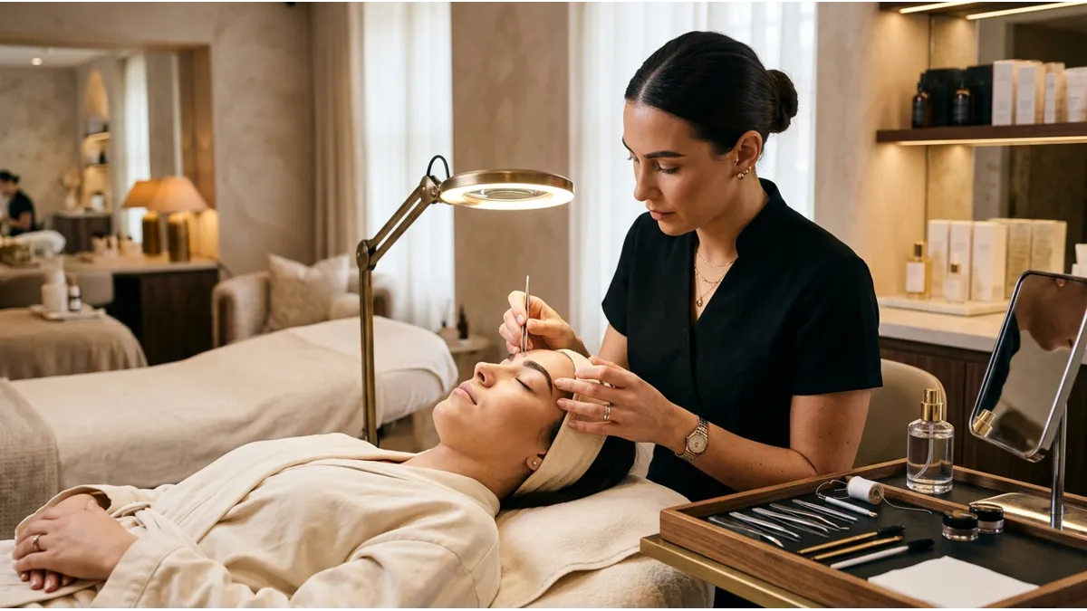 Sourcils à Agadir réalisés par une professionnelle précise dans un institut premium