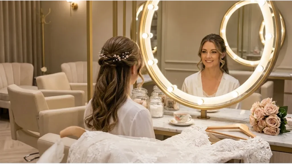 Coiffure à Agadir pour mariée avec chignon élégant