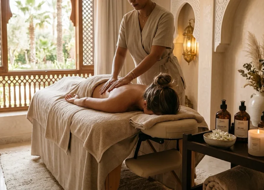 Massage relaxant à Agadir dans une salle spa calme et élégante